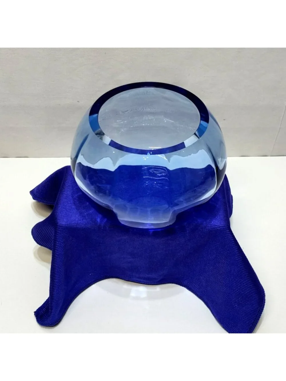 Tiffin Optic Copen Blue Art Glass Bowl Handcrafted Elegant Collectible Vintage